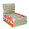 Histaminikus Frecher Apfel Bio-Apfel-Hafer-Fruchtriegel im praktischen 12er-Verkaufsdisplay. Vegane Fruchtriegel mit Apfel und Hafer, hergestellt aus natürlichen Zutaten und ohne Zusatzstoffe – ideal für den Verkauf im Einzelhandel oder an der Kasse.