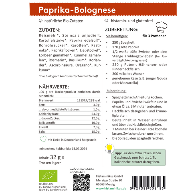 HistaFix Bio Paprika-Bolognese, 4er Bundle