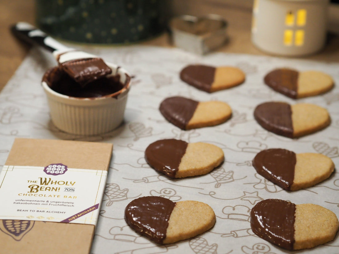 Zimt-Butterplätzchen mit Schokoguss