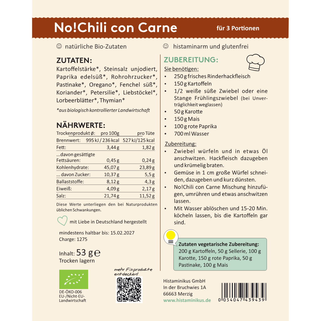 HistaFix Bio No!Chili con Carne, 4er Bundle