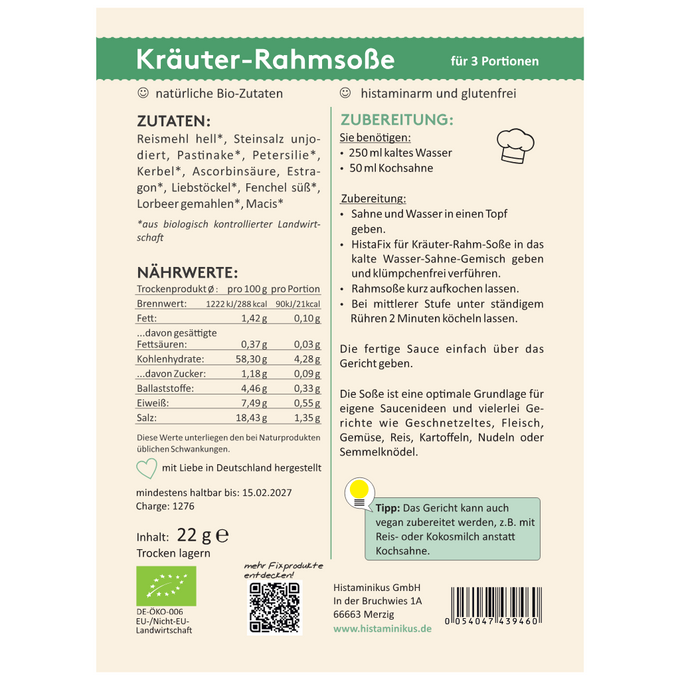 HistaFix Bio Kräuter-Rahmsoße, 4er Bundle