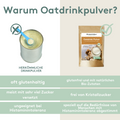 Vergleichstabelle: Links herkömmliches Drinkpulver mit Nachteilen wie Gluten und Zucker, rechts Histaminikus Oatdrink Pulver – glutenfrei, ohne Kristallzucker und für Histaminintoleranz geeignet.