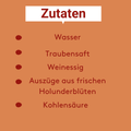 hier sind von unserem neuen Produkt auf einem Orange farbenden Hintergrund die zutaten gelistet