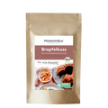 Braune Standbodenverpackung mit Etikett „Brapfelkuss – Bio-Kuchenbackmischung“. Auf dem Etikett ein Gugelhupf, Apfelstückchen, Bio- und histaminarm-Label.