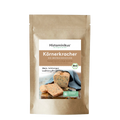 Beige Papiertüte mit Etikett. Produktname „Körnerkracher“ auf braunem Hintergrund. Darunter ein Foto eines angeschnittenen Körnerbrots mit Brotscheiben. Mit Bio-Siegel und grünem „Histaminarm – Glutenfrei – Laborgeprüft“-Label.