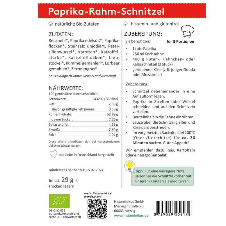 HistaFix Bio Paprika-Rahm-Schnitzel, 4er Bundle