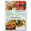 Cover eines E-Books mit Titel „Hello Spring – Rezepte für den Frühling“. Vier Frühlingsgerichte abgebildet: gefüllte Paprika, Süßkartoffel mit Gemüse, Frühlingsreisgericht und Mandelkuchen. Herausgeber: Histaminikus.